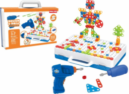 LeanToys Kreativní stavebnice pro kutily, stavebnice s vrtačkou, kufr