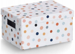 Zeller Kartonová krabice s víkem DOTS, 18 x 25 x 13 cm