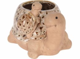 ProGarden Porcelánový zahradní květináč želva, 15 x 11 cm