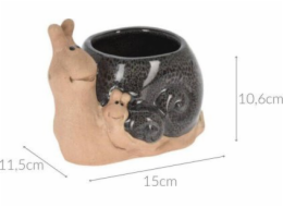 ProGarden Porcelánový zahradní květináč šnek, 15 x 11 cm