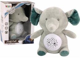 LeanToys Spící plyšový medvídek Slon Melodie Světla Hvězdný projektor Šedý