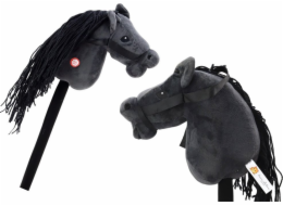 NoName Plyšový kůň Hobby Horse? Dlouhosrstý černý odstín