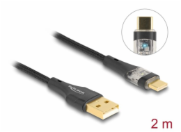 Delock Kabel ze zástrčky USB 2.0 Typ-A na zástrčku USB Type-C™, s funkcí rychlého nabíjení 60 W, průhledný, 2 m