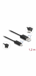 Delock Kabel ze zástrčky USB 2.0 Typ-A na zástrčku USB Type-C™, otočný, s funkcí rychlého nabíjení 60 W, 1,2 m