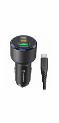 Swissten Cl Adaptér 2x USB-C PD + USB-A, 95W Černý + Kabel USB-C / USB-C, 1 m