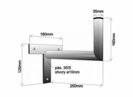 Držák antény na zeď mini, tvar T, galvanický zinek, délka 25cm