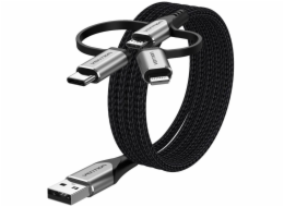Vention CQJHF kabel k mobilnímu telefonu Šedá 1 m USB A Lightning + micro-USB B + USB C