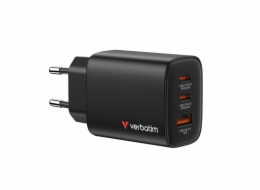 Verbatim Essentials GaN Charger 65W 2xUSB-C/1xUSB-A schwa. 32352