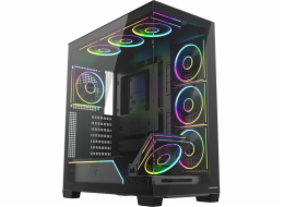 Počítačová skříň MODECOM VOLCANO STELLAR PLUS ARGB MIDI 8F Černá