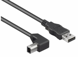 PremiumCord Kabel USB 2.0, A-B, 5m se zahnutým USB-B konektorem 90°