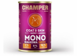 CHAMPER Coat & Skin Monoprotein Turkey - vlhké krmivo pro psy - 400g