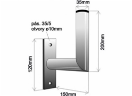 Držák antény na zeď, galvanický zinek, délka 15cm, výška 20cm