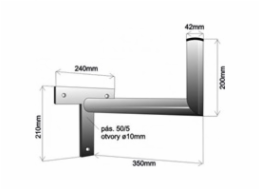 Držák antény na zeď, tvar T, galvanický zinek, délka 35cm
