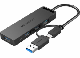 Vention CHTBB rozbočovač rozhraní USB 3.2 Gen 1 (3.1 Gen 1) Type-A + Type-C 5000 Mbit/s Černá