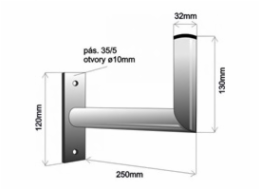 Držák antény na zeď, galvanický zinek, délka 25cm, průměr 3,2mm