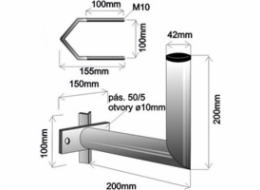 Držák antény na stožár s vinklem, galvanický zinek, délka 20cm