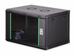 Digitus Cabinet Jednodílná nástěnná síťová skříň Dynamic 19 7U, 600x450, skleněné dveře, černá, nesestavená, 60 kg