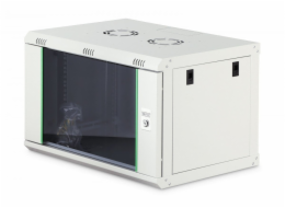 Digitus Cabinet Jednodílná nástěnná síťová skříň Dynamic 19 7U, 600x450, skleněné dveře, šedá, nesestavená, 60 kg