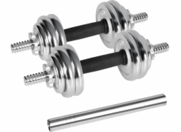 REBEL ACTIVE Chromované nastavitelné činky v pouzdře 15 kg s činkou