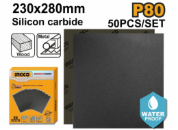 Ingco papír brusný P80 230 x 280mm, 50 ks