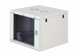 Digitus Dynamická 19" 9U nástěnná síťová rozvaděčová skříň 474x600x600mm, skleněné dveře, šedá, nesestavená, 60kg