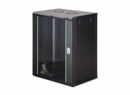 Digitus Dynamická 19" 16U nástěnná síťová rozvaděčová skříň 785x600x450mm, skleněné dveře, černá, nesestavená, 60kg