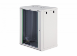 Digitus Dynamická 19" nástěnná síťová rozvaděčová skříň 16U, 785x600x450mm, skleněné dveře, šedá, nesestavená, 60kg