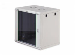 Digitus Dynamická 19" 12U nástěnná síťová rozvaděčová skříň 607x600x450mm, skleněné dveře, šedá, nesestavená, 60kg