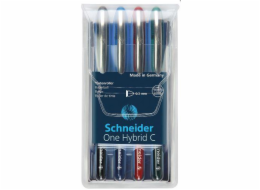 Rollerball pen, Schneider, ONE Hybrid C 0.3mm, in a case, 4 pcs, assorted colour