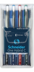 Rollerball pen, Schneider, ONE Hybrid C 0.3mm, in a case, 4 pcs, assorted colour