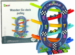 Lean Sport Dřevěná skluzavka s 6 úrovněmi, autíčka a čísla