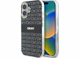 DKNY DKHMP16SHRHSEK iPhone 16 6.1 černo/černé pevné pouzdro Opakovaný vzor textury s pruhem