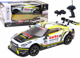 LeanToys RC sportovní auto Drift 1:16 s vyměnitelnými koly, bílé a žluté