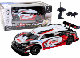 LeanToys RC sportovní auto 1:16 Drift s vyměnitelnými koly, bílé a červené