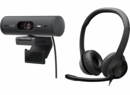 Logitech&nbsp;Webkamera&nbsp;Brio&nbsp;500&nbsp;Graphite&nbsp;(960-001422)&nbsp;+&nbsp;H390&nbsp;(981-000406)