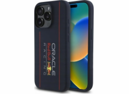 Red Bull Silikonový kryt RBHMP15L24SIOLRV pro iPhone 15 Pro 6.1, tmavě modrý, s vertikálním logem a MagSafe