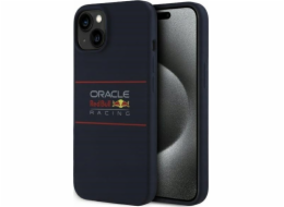 Red Bull Silikonový kryt RBHMP15S24SIHSRV pro iPhone 15 6.1, tmavě modrý, s horizontálním logem a MagSafe