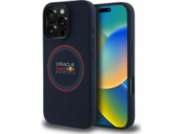 Red Bull Silikonový kryt RBHMP16X24SIILVR pro iPhone 16 Pro Max 6.9, tmavě modrý, s červeným kroužkem MagSafe