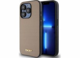 DKNY DKHMP15LPGHLME iPhone 15 Pro 6.1 béžový/béžový pevný obal Grained Metal Logo MagSafe