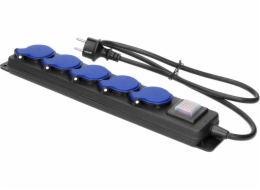 Orno Prodlužovací kabel do dílny s vypínačem, vodotěsný, 5 zásuvek 2P+Z, IP44, gumový kabel, H05RR-F 3x1,5 mm2, délka 5 m