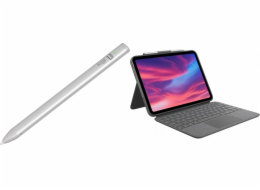 Logitech Crayon Stylus - STŘÍBRNÁ (914-000074) + kombinované dotykové pouzdro pro iPad (10. generace) šedé (920-011441)