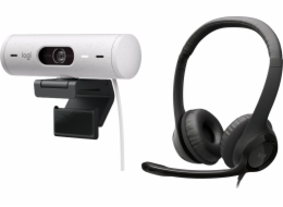Logitech Webkamera Brio 500, bílá (960-001428) + H390 (981-000406)
