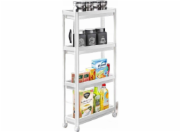 Katex Úzká police na kolečkách, 4 úrovně, Decobella, bílá, délka 54 x šířka 18 x výška 100