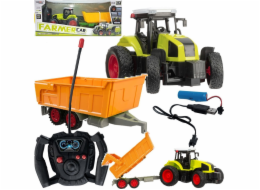 Qulki VELKÝ DÁLKOVĚ OVLÁDANÝ TRAKTOR S PŘÍVĚSEM RC TRAKTOR 39 cm USB nabíjení