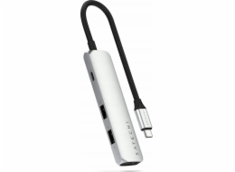 HUB Satechi 4-v-1 USB-C tenký víceportový adaptér 4K USB-C / 2xUSB-A, USB-C, 4K HDMI stříbrný