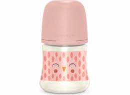 Suavinex 307831-SKLENĚNÁ LAHEV 120ML/FYZIOLOGICKÝ SUDÍK SX PRO POMALÝ PRŮTOK/RŮŽOVÁ SOVA/BONHOMIA