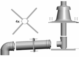Jeremias Připojovací sada pro odvod spalin pro instalaci do šachty DN60/100 nebo 80/125 bílá