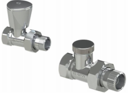 Arco TEIDE PLUS Sada přímých radiátorových ventilů (přívod + zpátečka), 1/2GZ x 1/2GW, leštěný chrom (503565 + 507565)