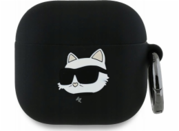 Karl Lagerfeld KLA4RUNCHK silikonový kryt na AirPods 4 černý/černý s 3D Choupette Head
