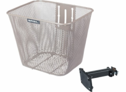 BASIL BILBAO Košík na řídítka, Pevný s držákem pro montáž na hlavovou trubku 22-25,4 mm, Ocel, Nude Metallic (NOVINKA 2025)